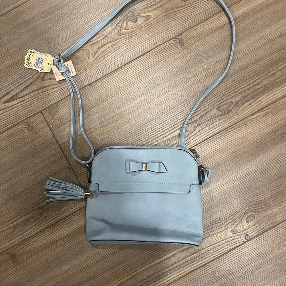 Chic Light Blue Crossbody Bag with Bow Detail - Picture 5 of 6